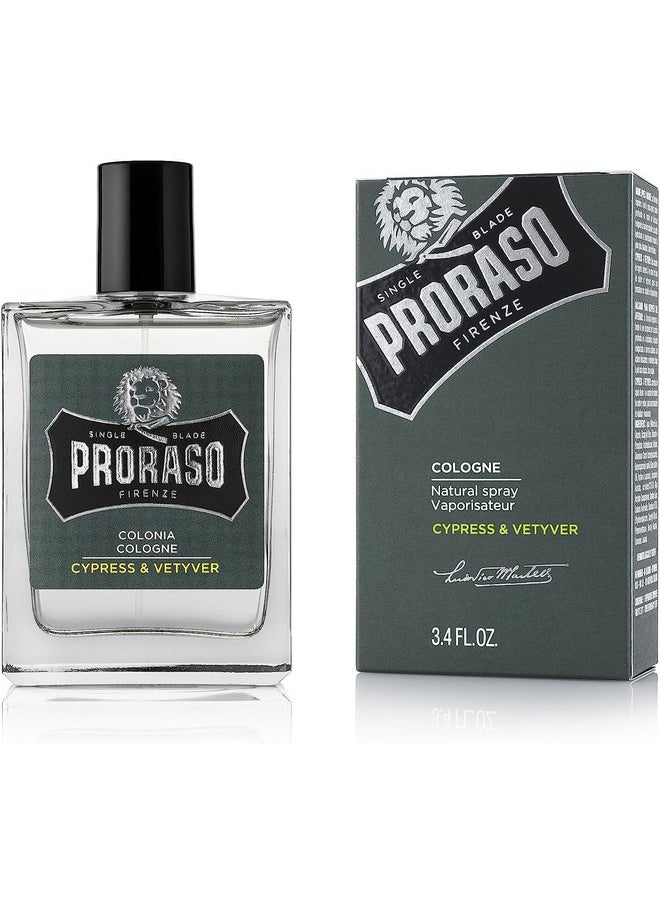 Proraso Eau De Cologne, Cypress and Vetyver, 3.4 Fl Oz