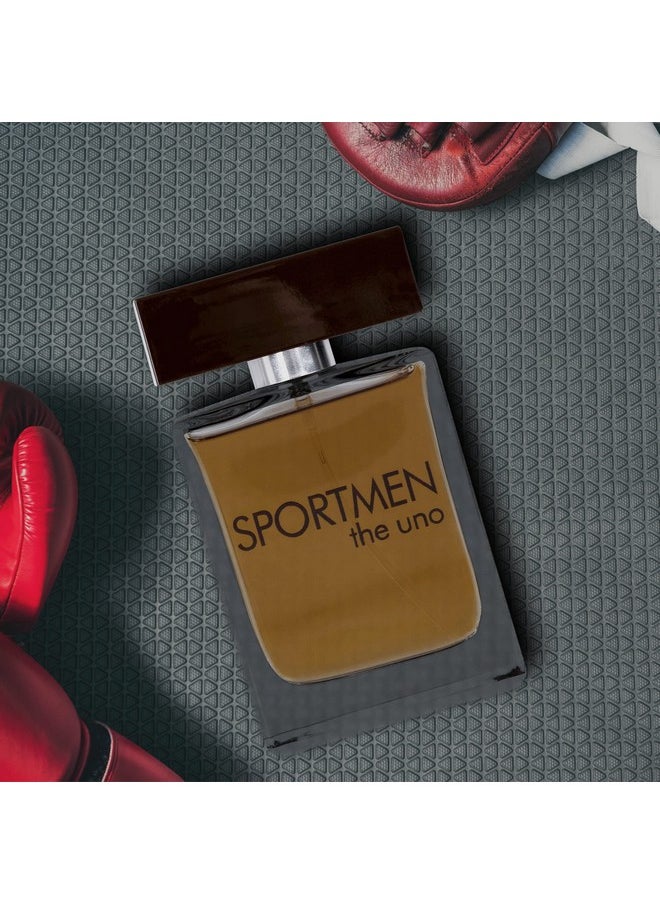 NovoGlow Sportmen the Uno for Men - 3.4 Fl Oz Eau De Parfum Spray - Long Lasting Warm Spicy & Woody Scent Smell Fresh & Masculine All Day Includes Carrying Pouch Gift for Men for All Occasions