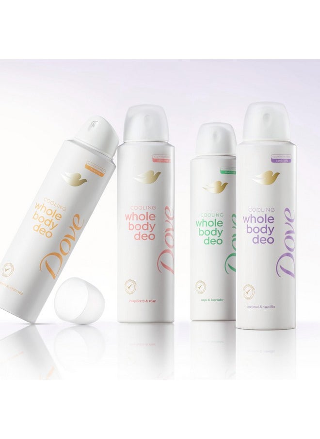 Dove Whole Body Deo Aluminum Free Invisible Spray Deodorant Coconut & Vanilla for 72h Odor Control 4 oz