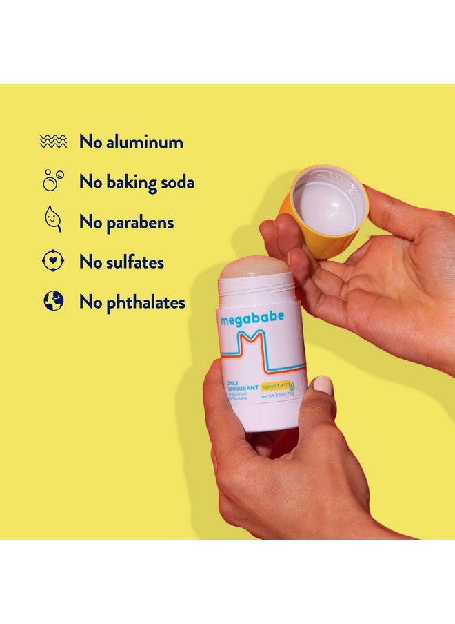 Megababe Daily Deodorant - Sunny Pits | Aluminum-Free, Clear & Clean | 2.6 oz