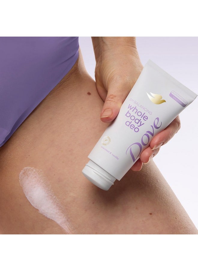 Dove Whole Body Deo Aluminum Free pH Balancing Cream Deodorant Coconut & Vanilla for 72h Odor Control 2.5 oz
