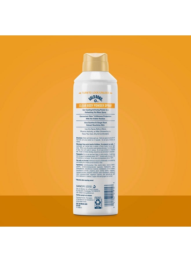 Gold Bond No Mess Clear Invisible Body Powder Spray, 7 oz., Absorbs Odor-Causing Sweat