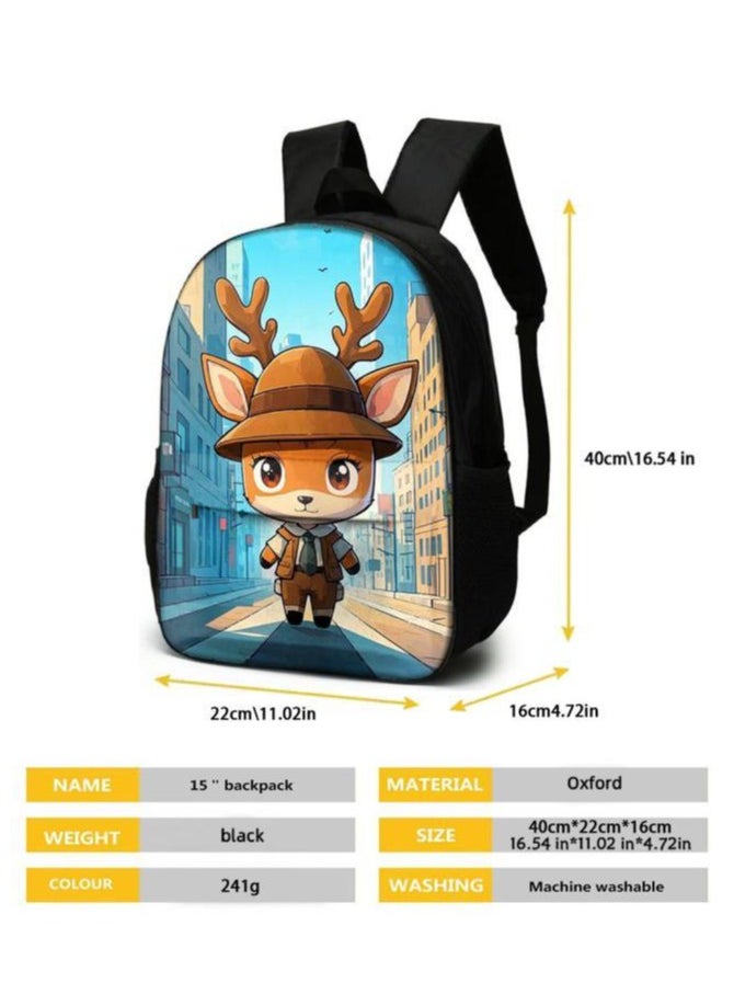 Cartoon three-piece schoolbag with front pocket - 1381