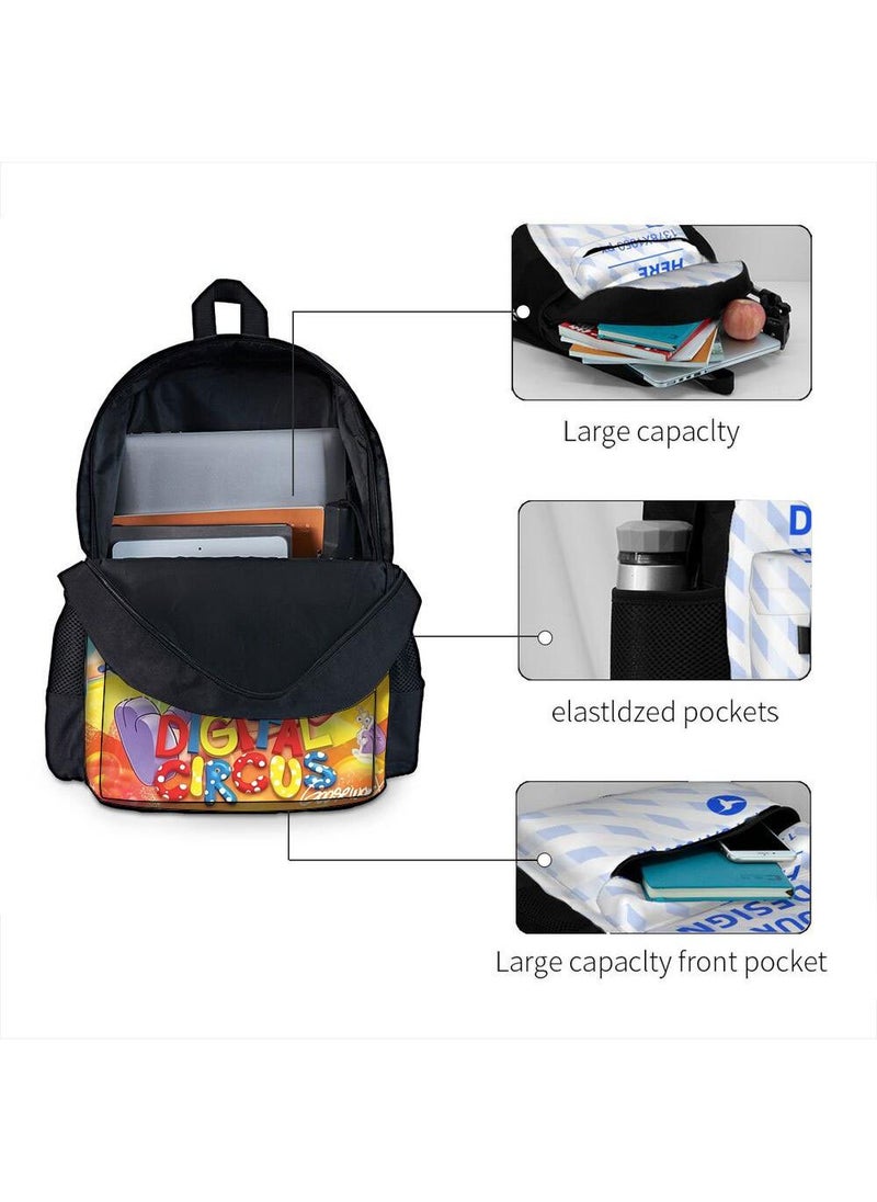 3 Pcs Anime The Amazing Digital Circus Backpack Set School Bag