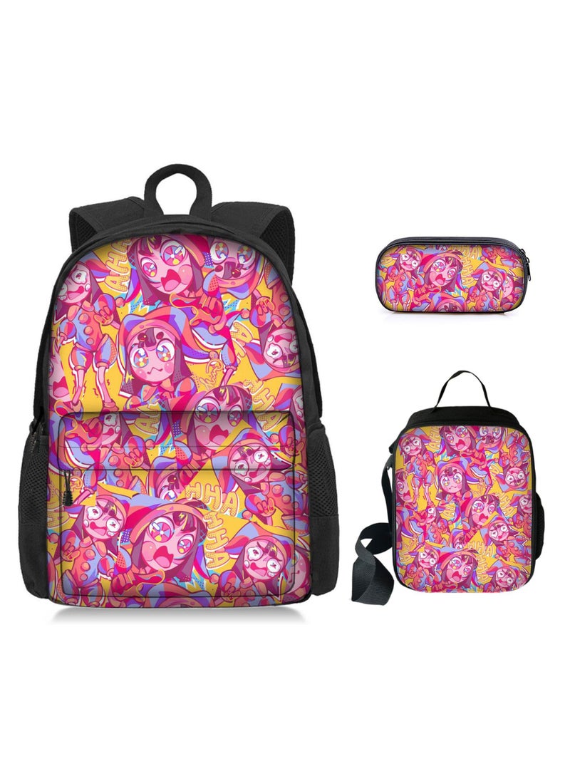 3 Pcs Anime The Amazing Digital Circus Backpack Set School Bag