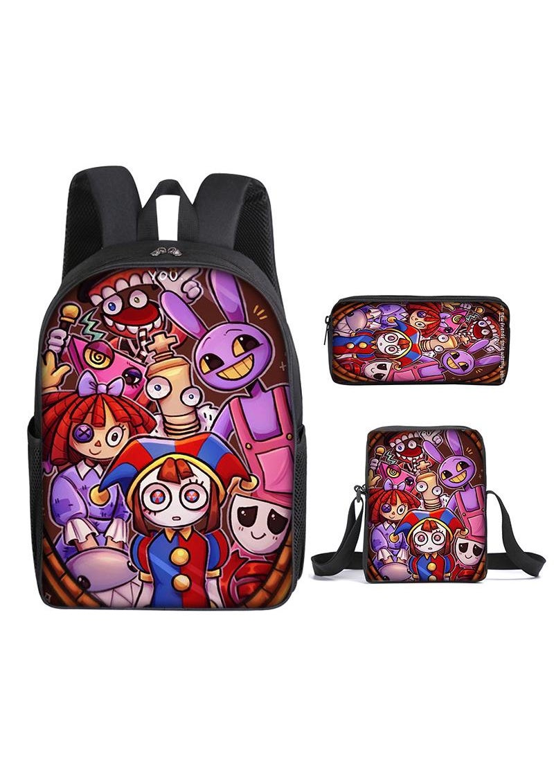 3 Pcs Cartoon the Amazing Digital Circus Backpack Set