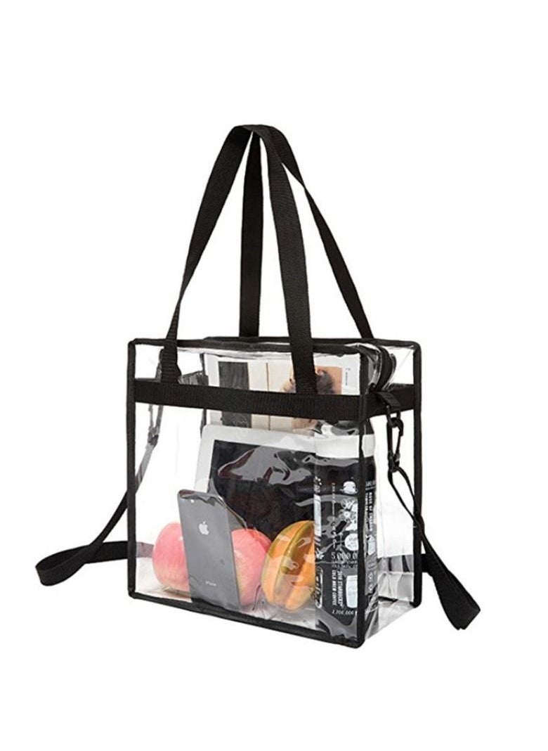 Clear Bags Tote Bag With Zipper Closure Pvc Crossbody Messenger Shoulder Adjustable Strap Cosmetics Beach For Work u0026 Business Travel Stadium Approved