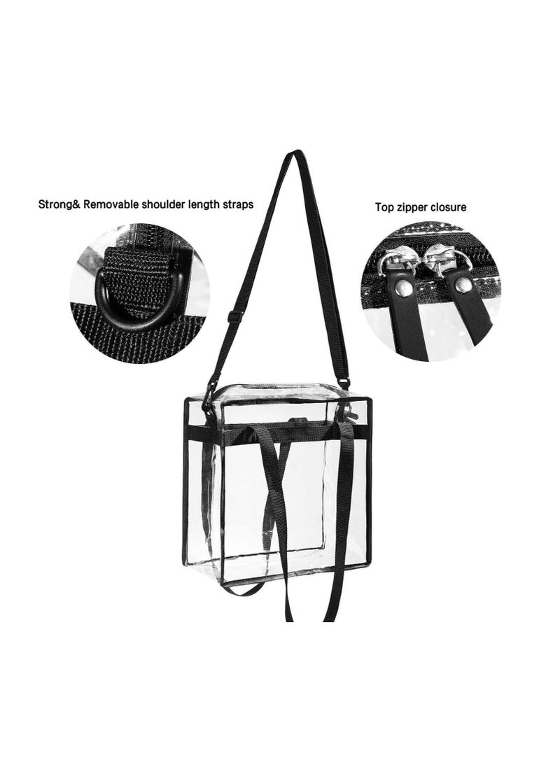 Clear Bags Tote Bag With Zipper Closure Pvc Crossbody Messenger Shoulder Adjustable Strap Cosmetics Beach For Work u0026 Business Travel Stadium Approved