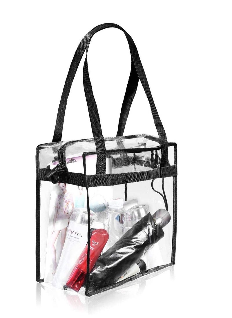 Clear Bags Tote Bag With Zipper Closure Pvc Crossbody Messenger Shoulder Adjustable Strap Cosmetics Beach For Work u0026 Business Travel Stadium Approved