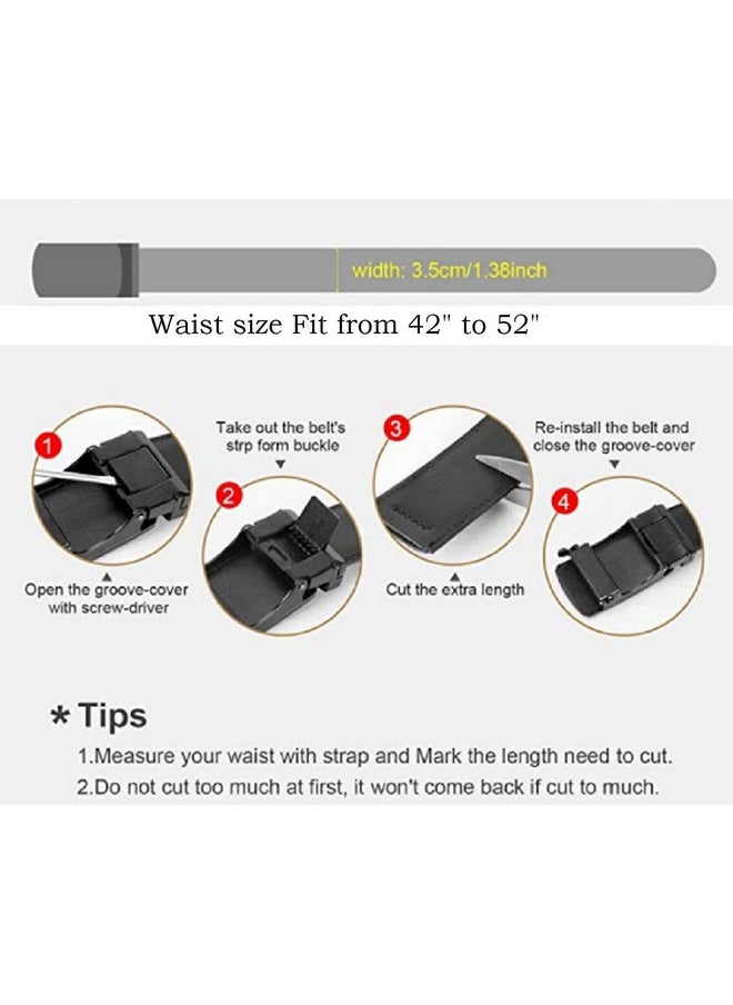 Contacts Genuine Leather Belt for Men with Easier Adjustable Autolock Buckle - Micro Adjustable Belt Fit Everywhere |Formal & Casual | Elegant Gift Box - (03-Black-XL-Waist Size Fit From 42