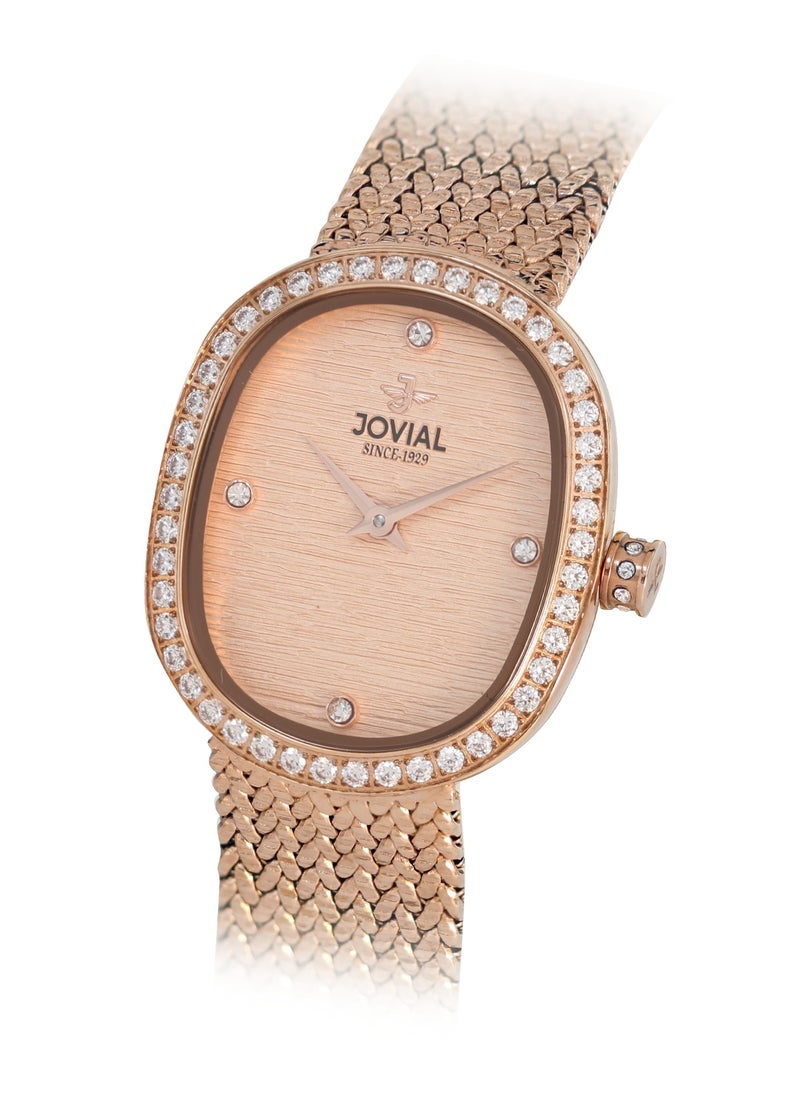 JOVIAL 1532LRMQ05ZE Women's metal band  Watch, 27mm, Pink Dial