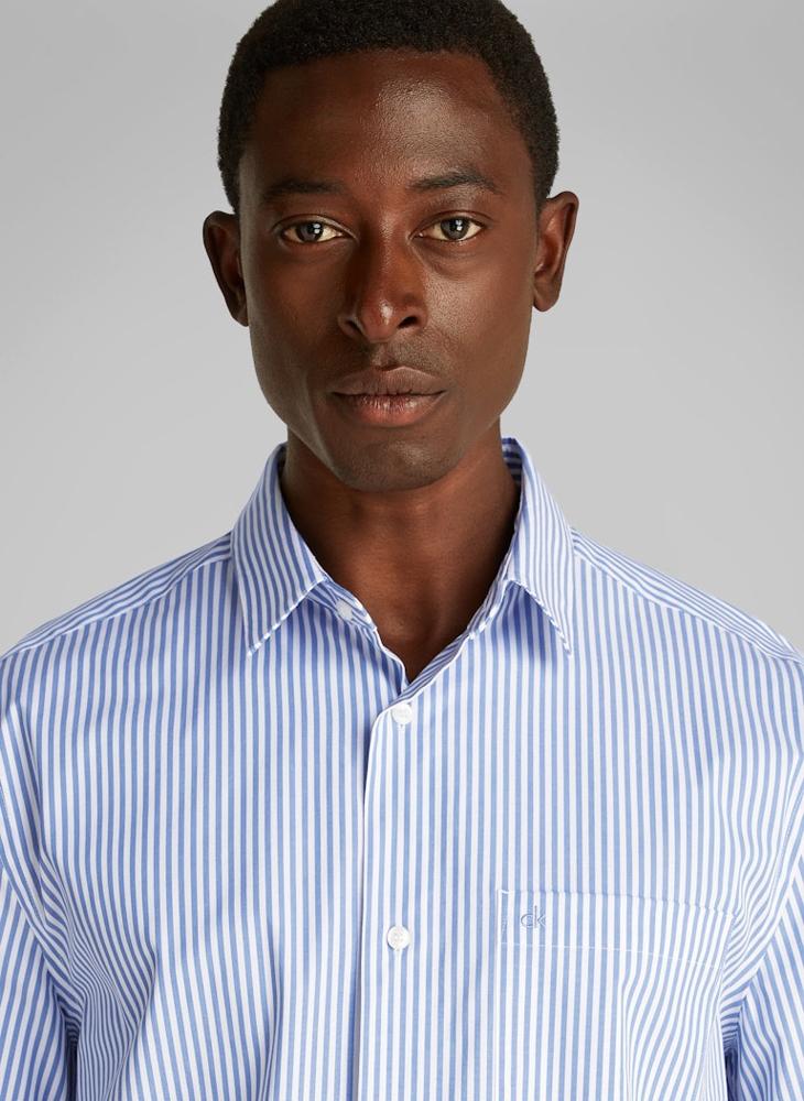 Poplin Stripe Short Sleeve Shirt