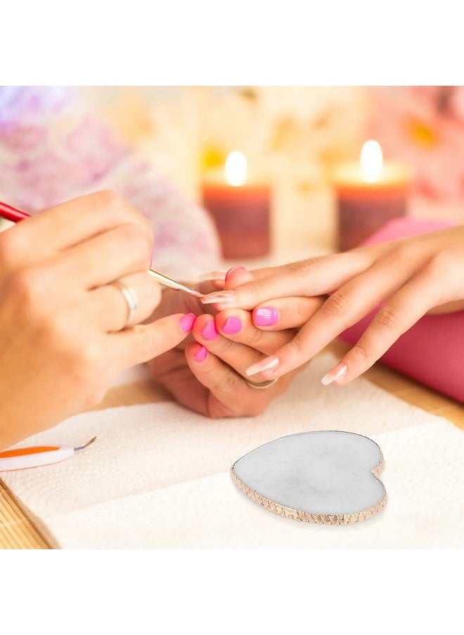WLLHYF Resin Nail Art Palette Gold Edge Nail Holder Heart Shaped Color Makeup Foundation Mixing Tools Display Board Gel Nail Art Color Mixing Palette Painting Tray Manicure Tool