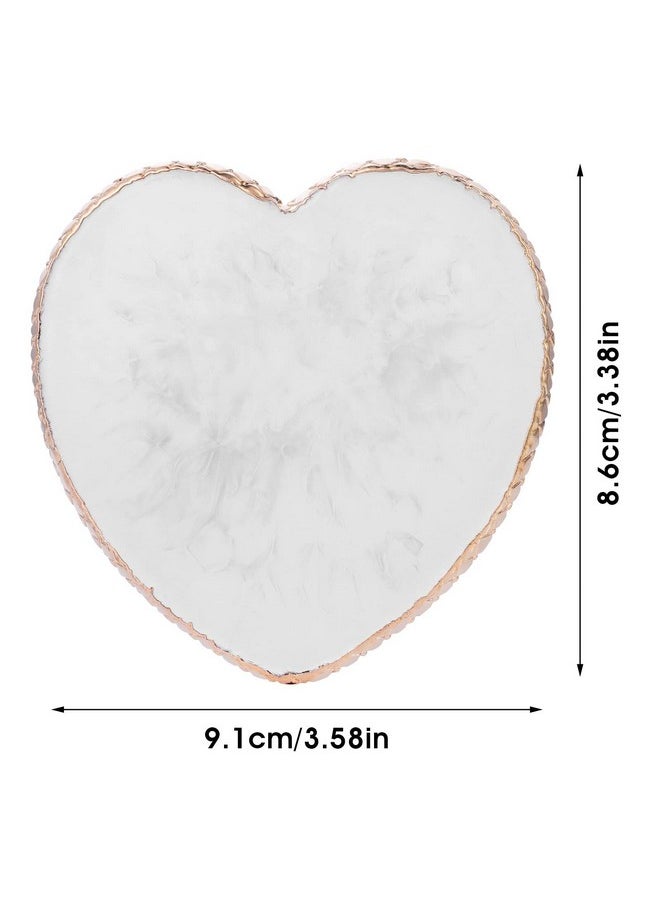 WLLHYF Resin Nail Art Palette Gold Edge Nail Holder Heart Shaped Color Makeup Foundation Mixing Tools Display Board Gel Nail Art Color Mixing Palette Painting Tray Manicure Tool