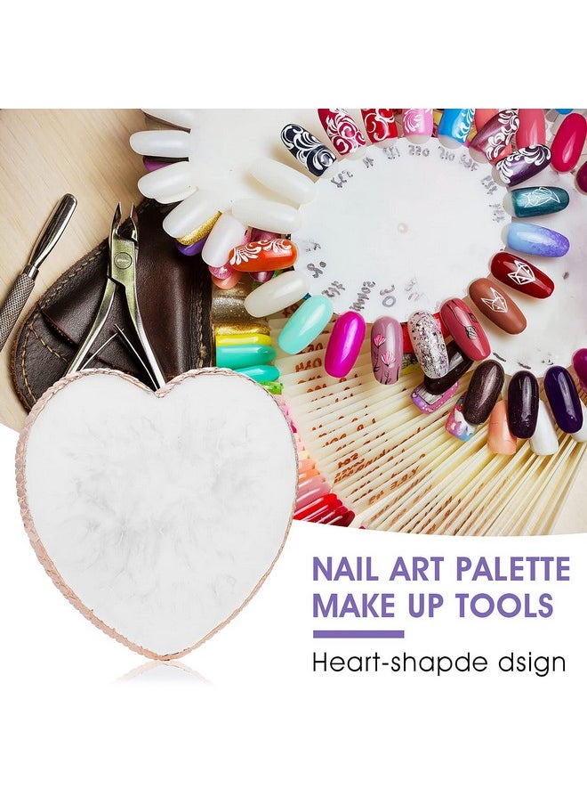 WLLHYF Resin Nail Art Palette Gold Edge Nail Holder Heart Shaped Color Makeup Foundation Mixing Tools Display Board Gel Nail Art Color Mixing Palette Painting Tray Manicure Tool
