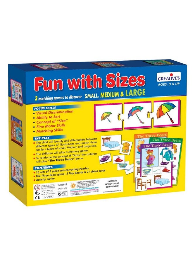 Creative's Fun with Sizes| Self-Correcting Puzzles for Kids| Matching Skill Puzzles| Activity Guide| Pres-School Toys| Learning Games| Jigsaw Puzzle for Kids| Ages 3 & Up
