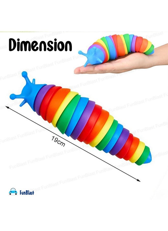 FunBlast Slug Toys - Small Slug Fidget Toys, Baby Toys, Sensory Toys for Kids, Clicks Sound Making Toy, Flexible Stretchable Joints Toy for Anxiety, Autism, Slug Fidget Toys (Pack of 2-Random)