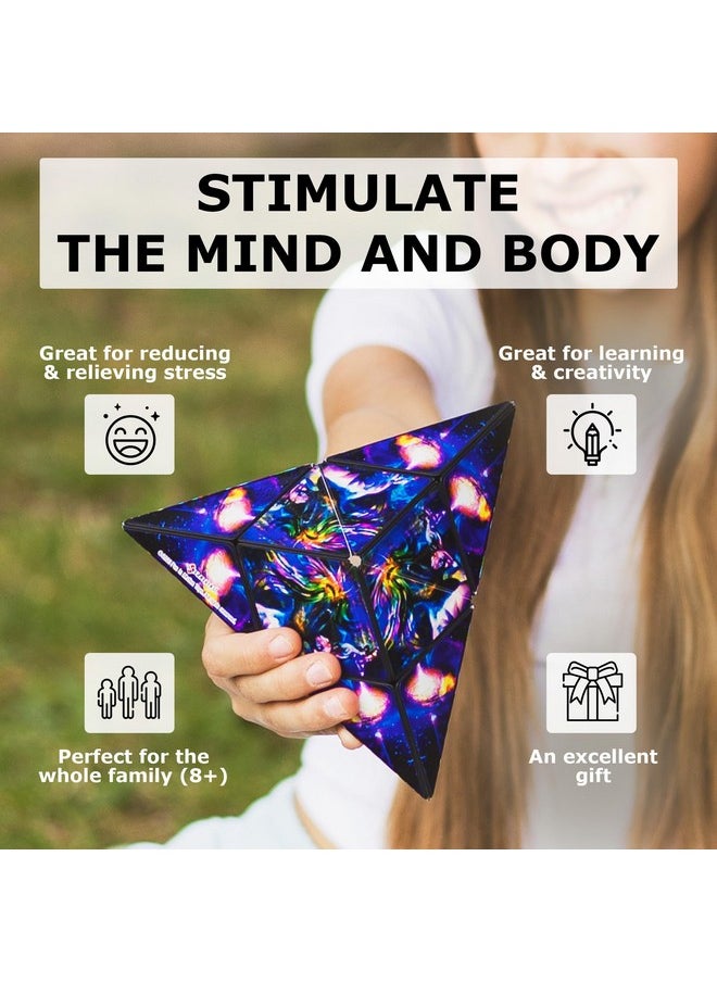 SHASHIBO Shape Shifting Box - Award-Winning, Patented Fidget Cube w/ 36 Rare Earth Magnets - Transforms Into Over 70 Shapes, Download Fun in Motion Toys Mobile App (Artist Series - Cosmic Surfer)