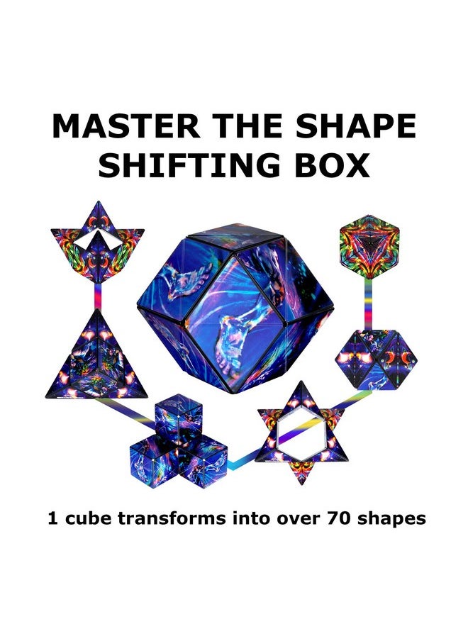 SHASHIBO Shape Shifting Box - Award-Winning, Patented Fidget Cube w/ 36 Rare Earth Magnets - Transforms Into Over 70 Shapes, Download Fun in Motion Toys Mobile App (Artist Series - Cosmic Surfer)