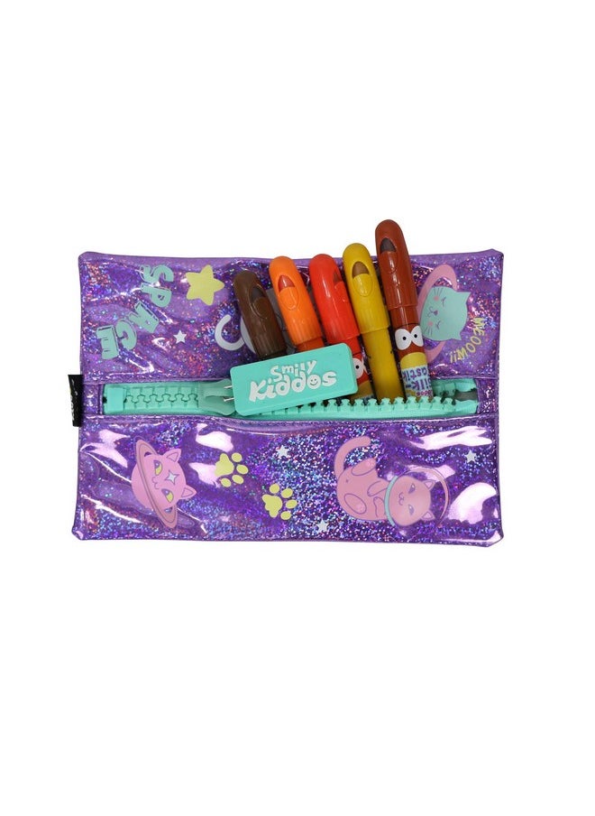 Smily Kiddos Big Zipper-Space Cat | Best Pencil Pouches for School Kids Girls Boys Big Zipper Pencil Case for Boys Girls Kids Best Return Gifts for School Kids Boys Girls