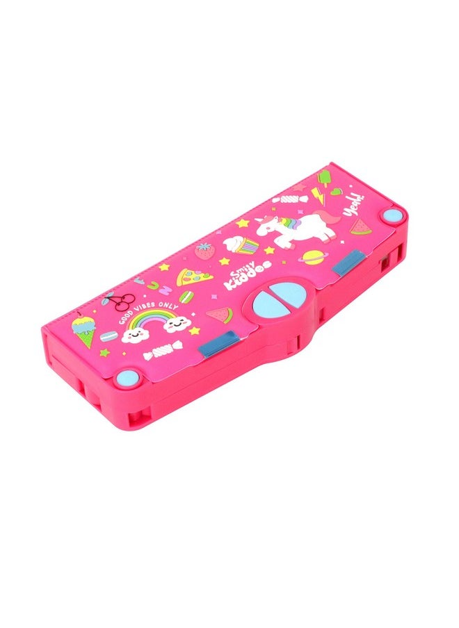 Smily Kiddos Pop Out Pencil Box (Pink) Multifunction Stationery Organizer Box Pop Up Fun Plastic Pencil Case
