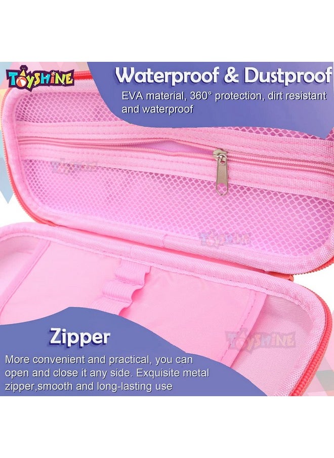 Toyshine Jumping Unicorn Pink Hardtop Pencil Case With Multiple Compartments - Kids School Supply Organizer Students Stationery Box - Girls Pen Pouch- Pink - Ethylene Vinyl Acetate (EVA)