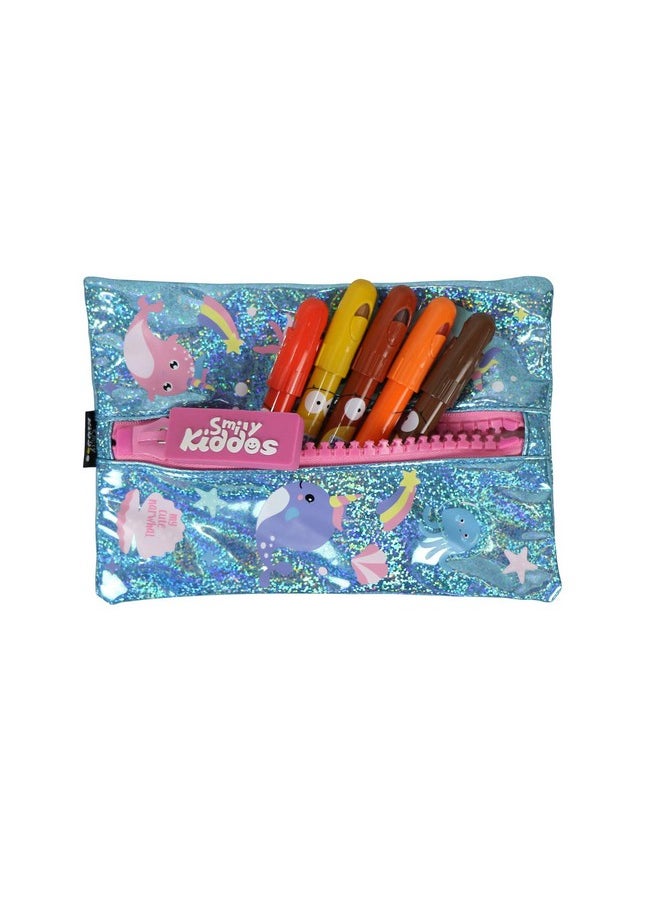 Smily Kiddos Big Zipper-Narwhale Pencil Case for Kids Boys Girls Best Pencil Pouches for School Kids Girls Boys Big Zipper Pencil Case for Boys Girls Kids Best Return Gifts for School Kids Boys Girls