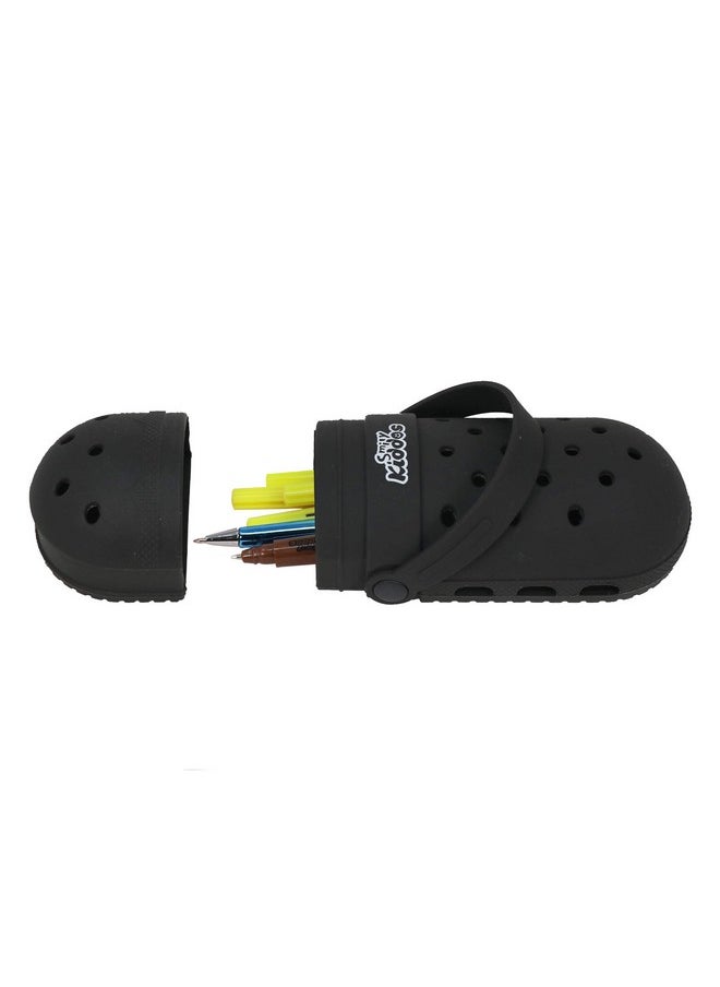 Smily kiddos Silicon Pencil Case (Black) Hole Shoes Design Pencil Case Large Capacity Pencil Holder Shoe Shaped Silicon Material - Pouch Bag