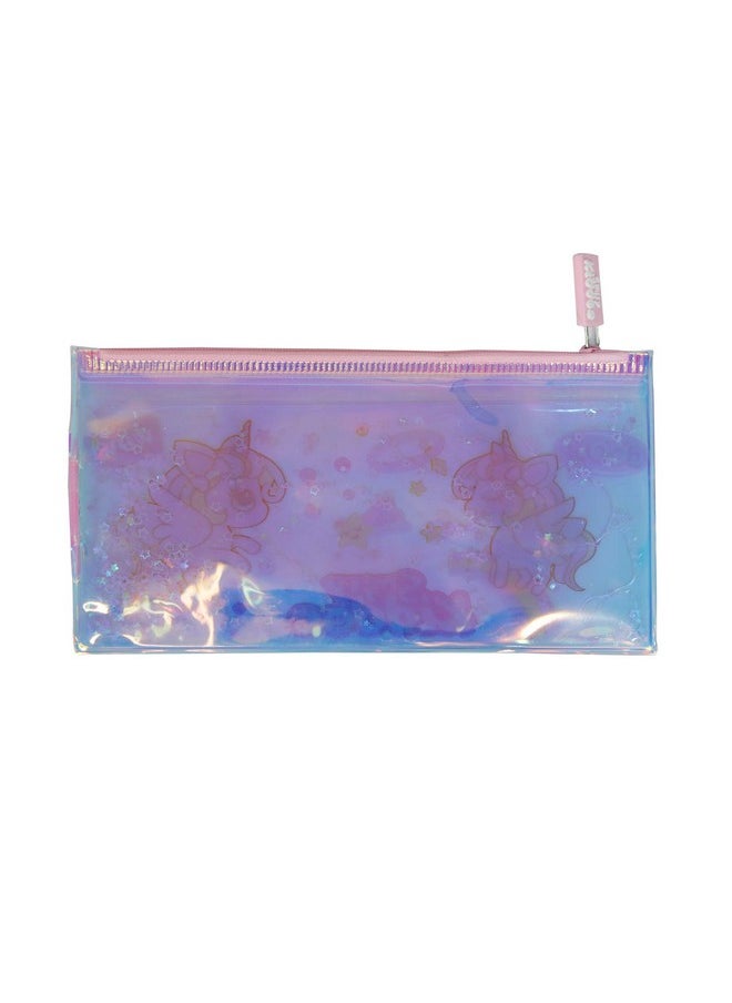Smily Kiddos Unicorn Pencil Pouch with Drift Glitter Pink Holographic Pencil Pouch/Case for Kids Best for Return Gift Pencil Case Oil Glitter Pencil Pouch with Large Capacity