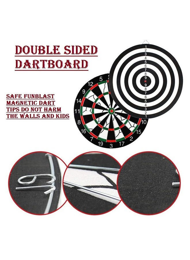 FunBlast Flocking Thickened Dartboard Board Game for Kids, Double Sided Dart Board with 6 Dart Needles (17 Inch)