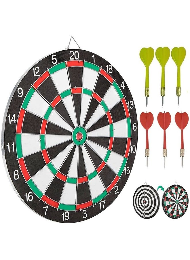 FunBlast Flocking Thickened Dartboard Board Game for Kids, Double Sided Dart Board with 6 Dart Needles (17 Inch)