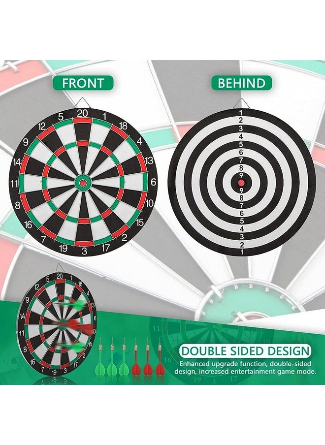 FunBlast Flocking Thickened Dartboard Board Game for Kids, Double Sided Dart Board with 6 Dart Needles (17 Inch)