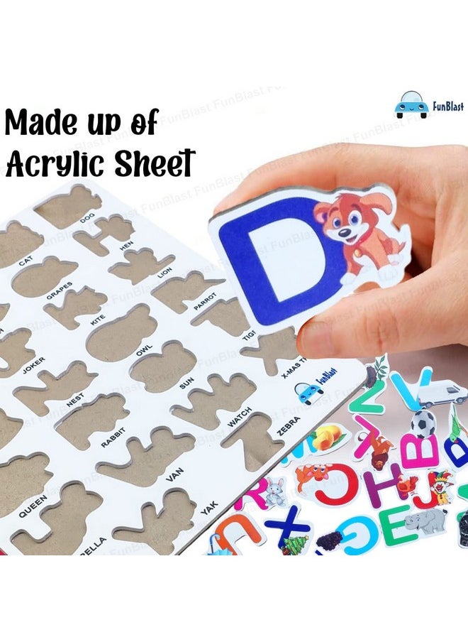 FunBlast Alphabet Learning Board for Kids, ABCD Learning Educational Acrylic Board for Toddlers, Pre -Schoolers Learning and Educational Board for Kids, Boys, Girls (Multicolor)