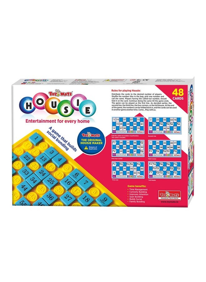toymate Red HOUSIE 48 Reusable Cards- Family Fun Game for Small Gathering- No pins or Pencils Required