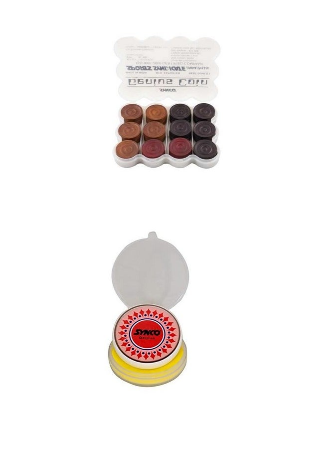Synco Wooden Carrom Coins Set with Carrom Striker Professional 15g Combo Set, Assorted Color (Genius Striker with Genius Coins),for adult