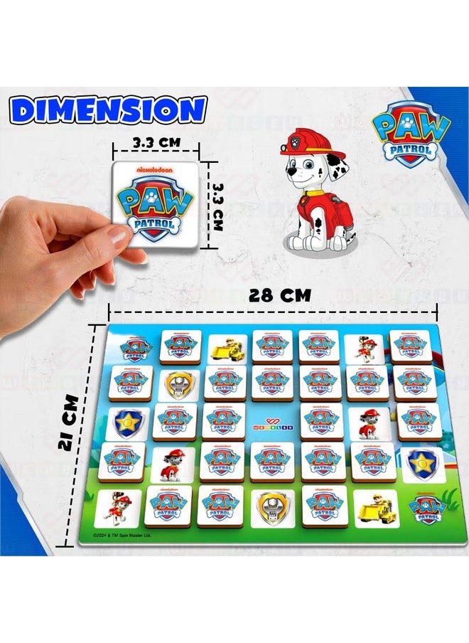 Wembley - Paw Patrol Magnetic Memory Match Game for Kids Family Fun & Fast Children Learning & Educational Brain Memory Game Puzzle 32 Tiles with 64 Picture Icons Birthday Gift for Boys Girls