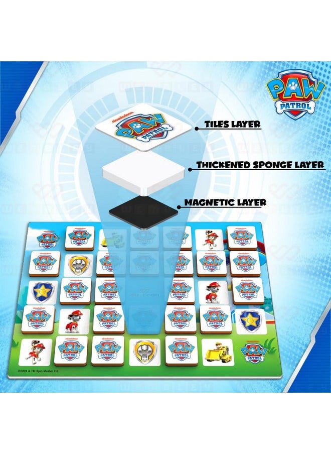 Wembley - Paw Patrol Magnetic Memory Match Game for Kids Family Fun & Fast Children Learning & Educational Brain Memory Game Puzzle 32 Tiles with 64 Picture Icons Birthday Gift for Boys Girls