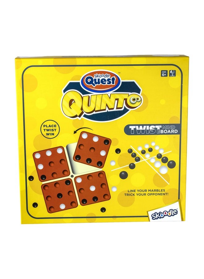 Skoodle Quest Quinto, Brain Puzzle and Strategy Board Game, Easy Game Play with Funky Colour Marbles & Eco Friendly Storage for Children and Adults