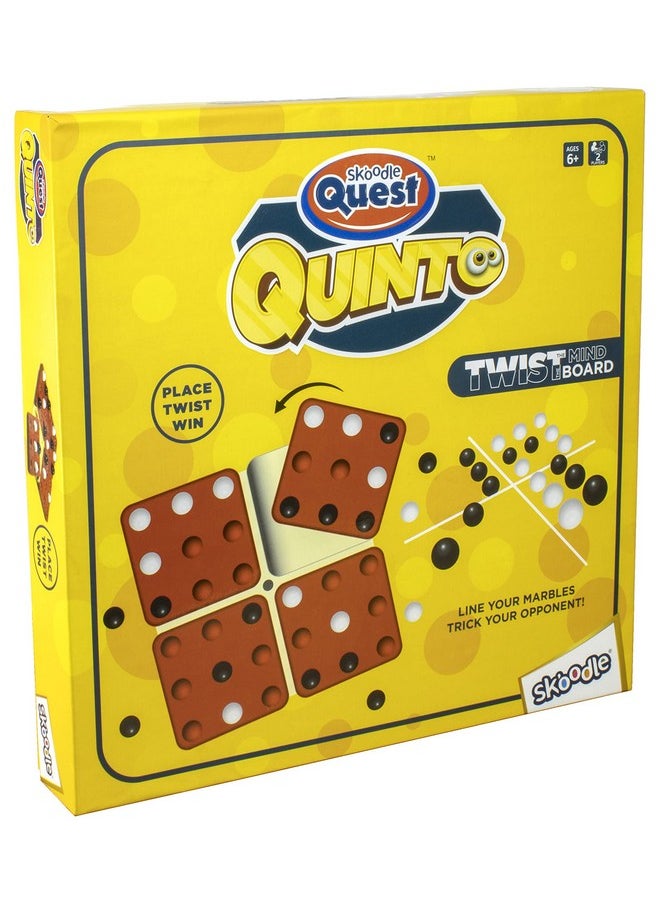 Skoodle Quest Quinto, Brain Puzzle and Strategy Board Game, Easy Game Play with Funky Colour Marbles & Eco Friendly Storage for Children and Adults