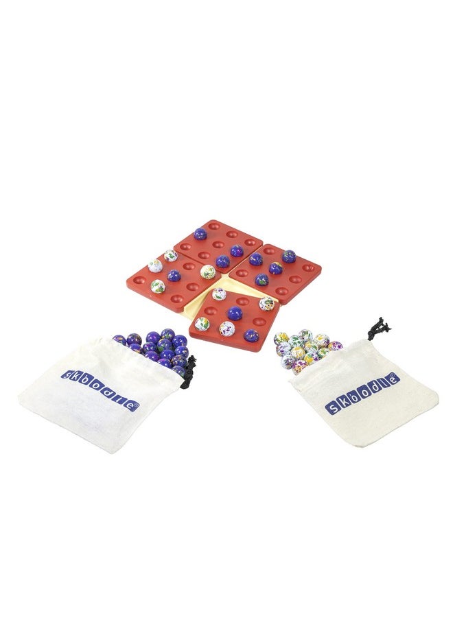 Skoodle Quest Quinto, Brain Puzzle and Strategy Board Game, Easy Game Play with Funky Colour Marbles & Eco Friendly Storage for Children and Adults
