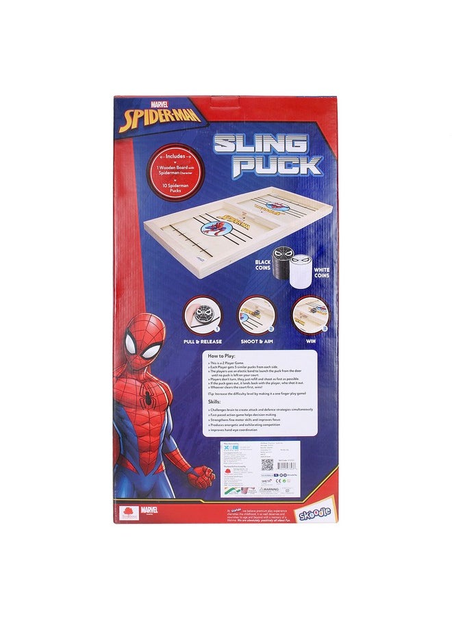 Skoodle Avengers Sling Puck Game Board String Hockey Toy (Spider Man) Portable Table Interactive Board Game for Kids & Adults, Desktop Board Game for All Age Group