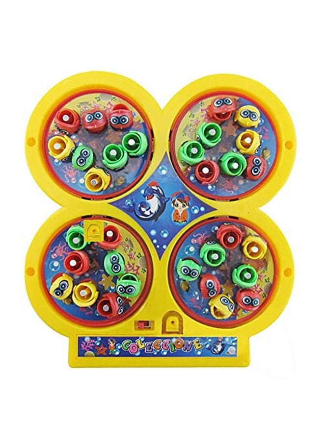 VGRASSP Musical Fish Catching Game Toy Set with 4 Rotating Fish Ponds On Board | Includes 32 Fishes and 4 Magnetic Fishing Poles | 1-4 Players Game | Durable Gift for Kids - Multicolor