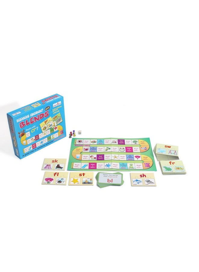Creative's Beginning Consonant Blends |Learning & Educational Game Reinforce Phonic Skills| Learn Phonic Sounds and Blend Them to Form Words |Self Correcting Match-Ups Puzzles & Board Game|Ages 4 & Up