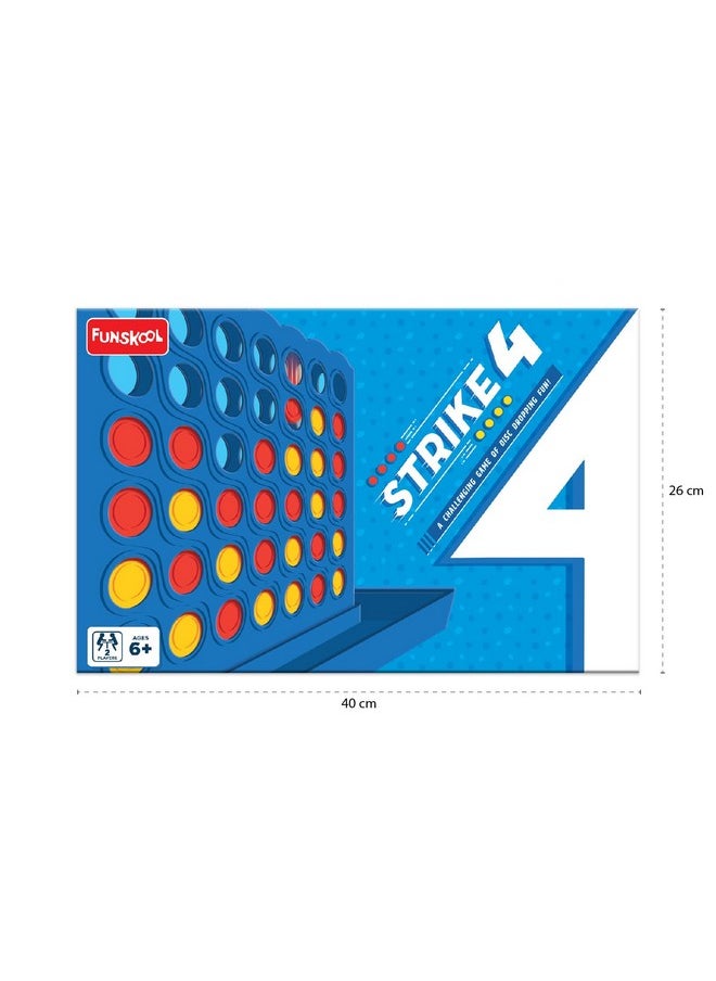 Funskool Games, Strike 4, Classic disc Dropping Game, 4 in a Row, Connect Game, Family Games, Strategy Board Games, Toys for Kids and Adults, 2 Players, Ages 6 Years and Above, Multicolour