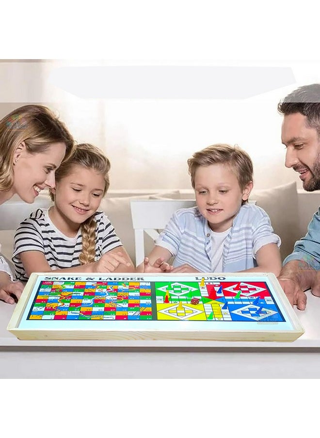 VGRASSP 24 Inch Large 3 in 1 Sling Puck, Ludo, Snake & Ladder Game Toy for Kids & Adults - Solid Pine Wood Structure, 2-4 Players Game - Enjoy Family & Party Time (24 Inch Random Design)