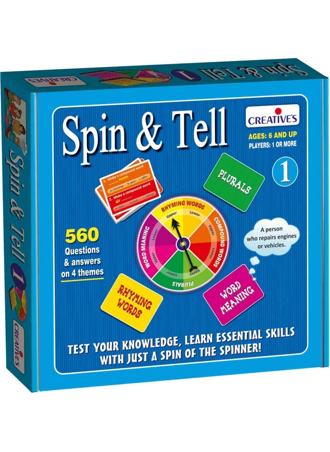 Creative's Spin & Tell 1 | Board Game | Language Skills | Knowledge of Compound Words, Word Meaning, Rhyming Words, plurals | Ages 6 & Above