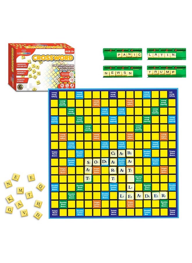 Wembley Crossword Board Game for Kids Adults with 100 Letters English Wordcraft Puzzle Vocabulary Builder Educational Learning Creative Word Builder Game for Upto 4 Players