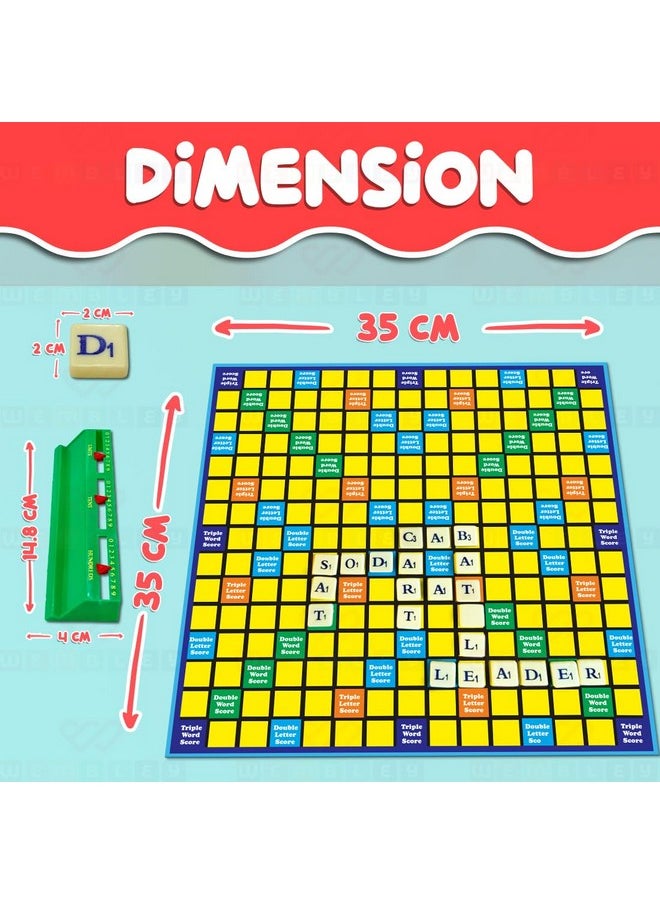 Wembley Crossword Board Game for Kids Adults with 100 Letters English Wordcraft Puzzle Vocabulary Builder Educational Learning Creative Word Builder Game for Upto 4 Players