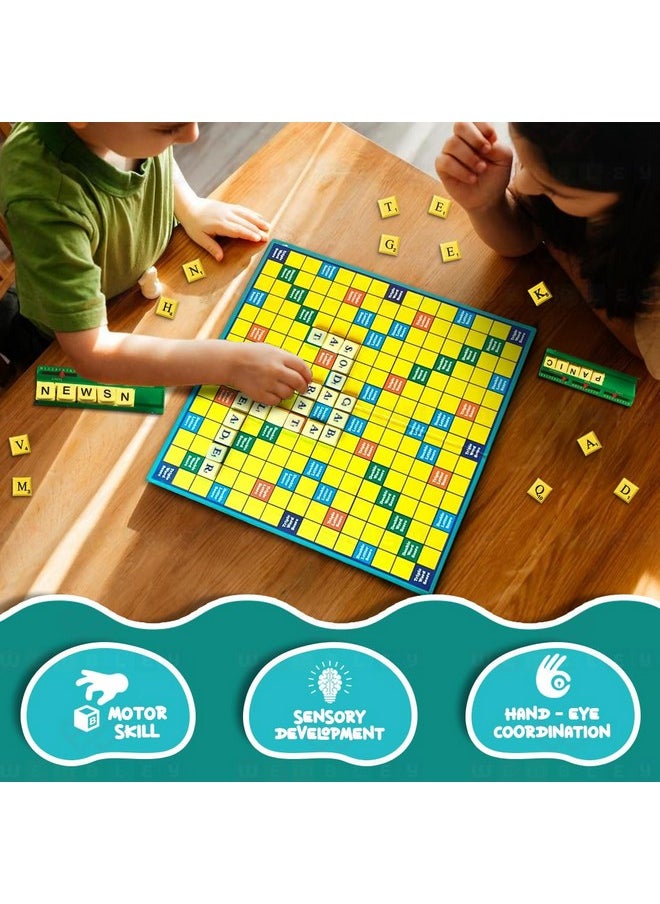 Wembley Crossword Board Game for Kids Adults with 100 Letters English Wordcraft Puzzle Vocabulary Builder Educational Learning Creative Word Builder Game for Upto 4 Players
