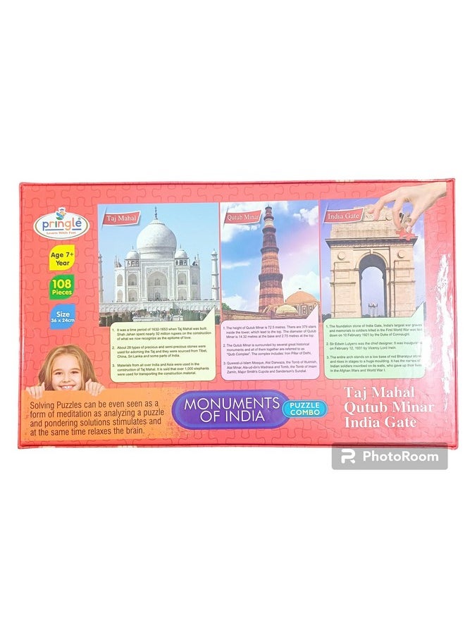 PRINGLE Monuments of India Game for Kids & Adults, Recommended Age 7 & Above, Safe & Durable Pre-School Toys for Kids, Educational Puzzle Game